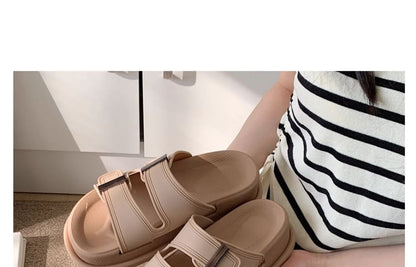 Buckled Platform Slide Sandals