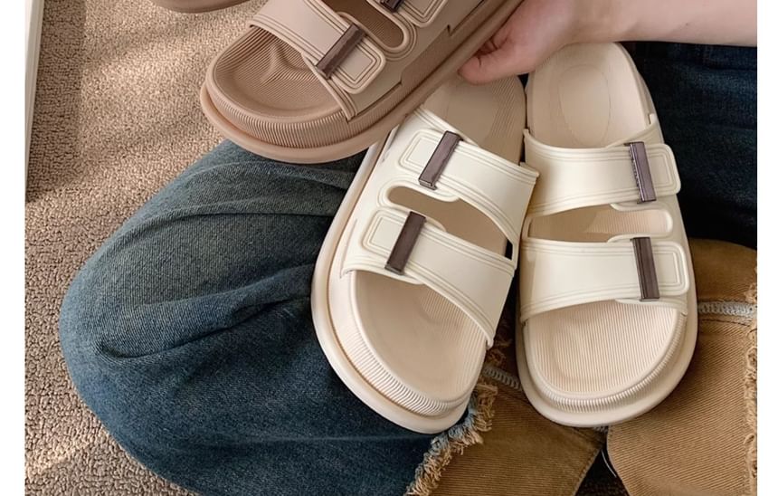 Buckled Platform Slide Sandals
