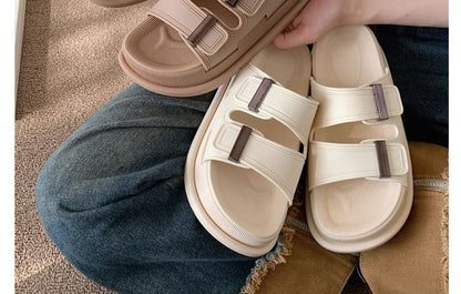 Buckled Platform Slide Sandals