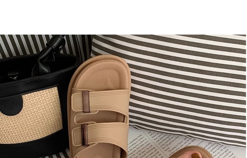 Buckled Platform Slide Sandals