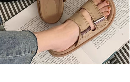 Buckled Platform Slide Sandals