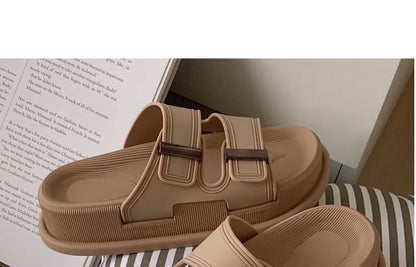 Buckled Platform Slide Sandals