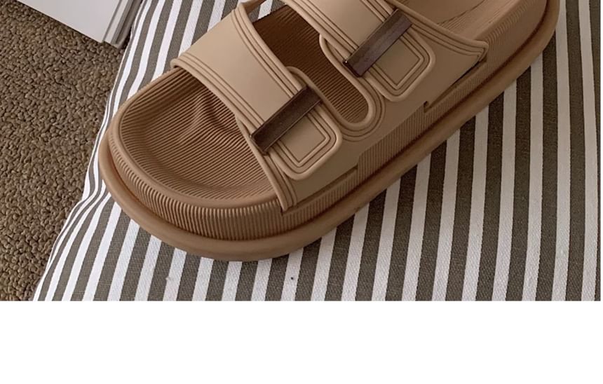 Buckled Platform Slide Sandals