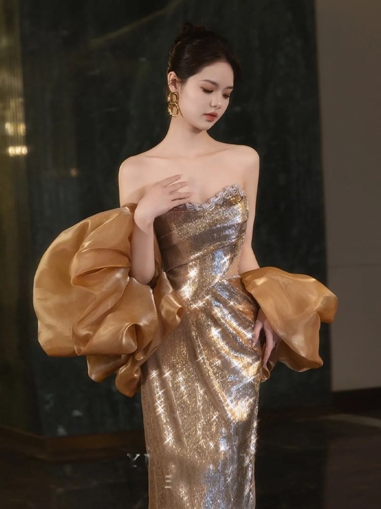 Sequin Mermaid Tube Evening Gown