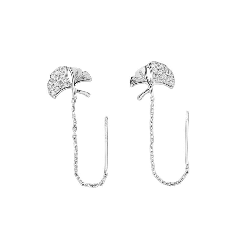 Leaf Alloy Threader Earring