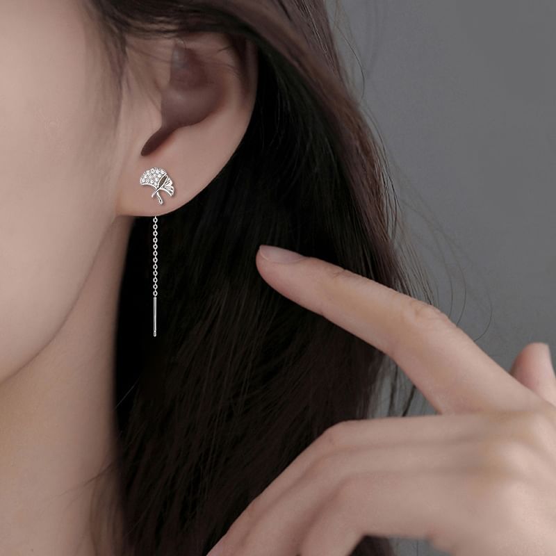 Leaf Alloy Threader Earring