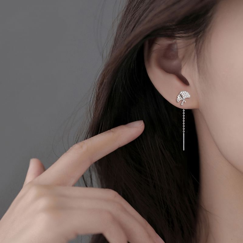 Leaf Alloy Threader Earring