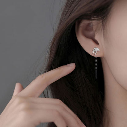 Leaf Alloy Threader Earring