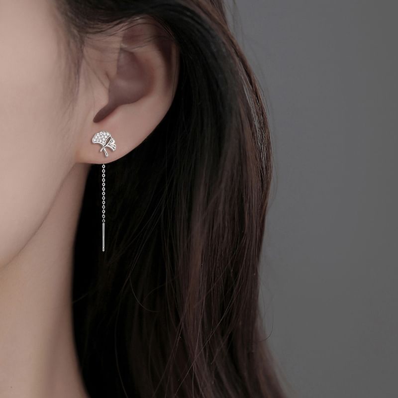 Leaf Alloy Threader Earring