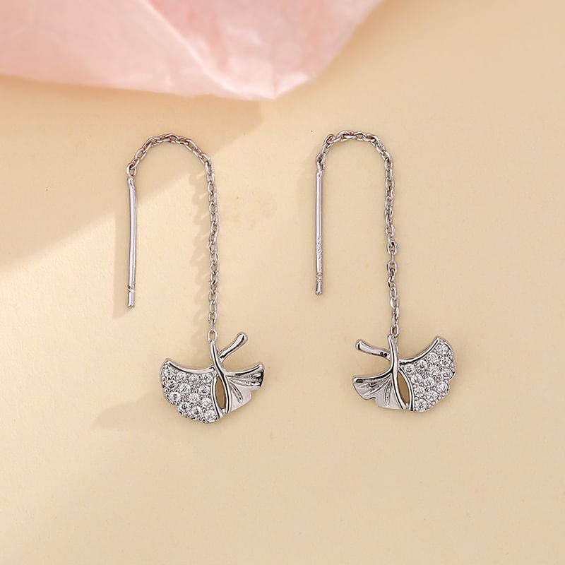 Leaf Alloy Threader Earring