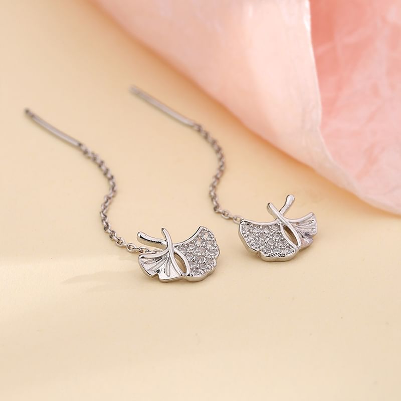 Leaf Alloy Threader Earring