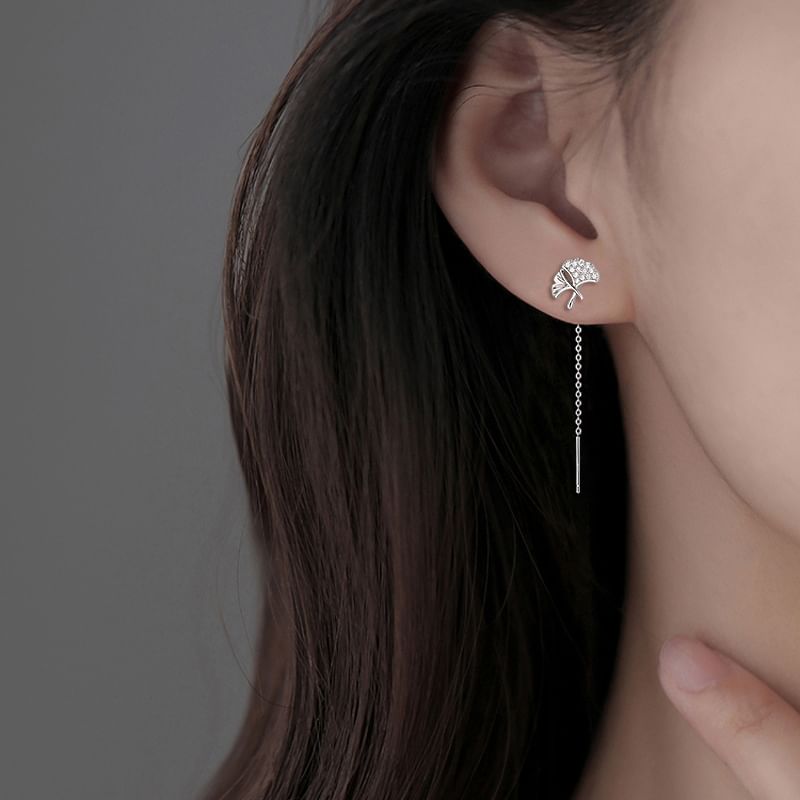 Leaf Alloy Threader Earring