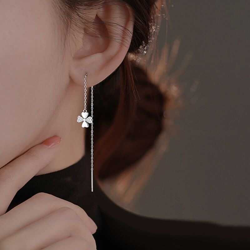 Boucle d'oreille en alliage avec strass Clover