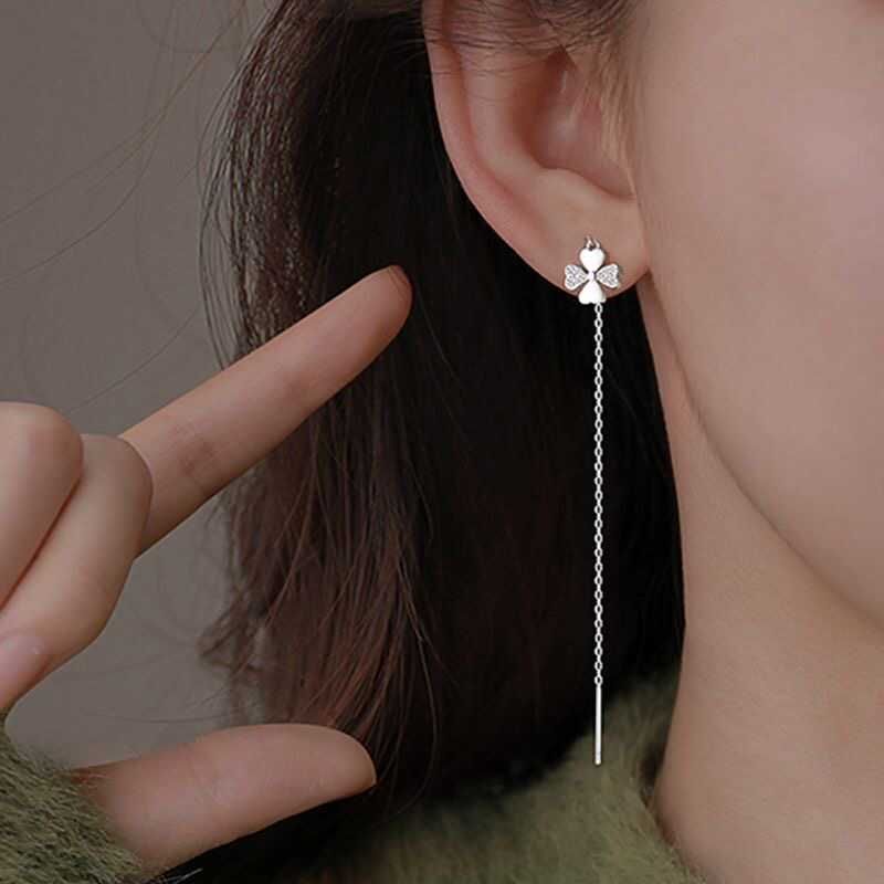 Boucle d'oreille en alliage avec strass Clover