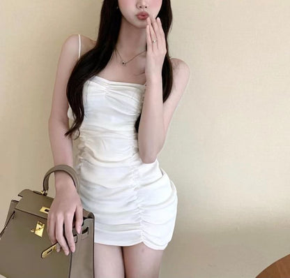 Plain Mini Dress Strap Spaghetti Bodycon