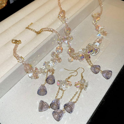 Faux Crystal Choker / Bracelet / Dangle Earring