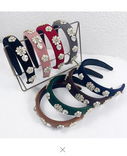 Flower Gemstones Rhinestone Hair Band