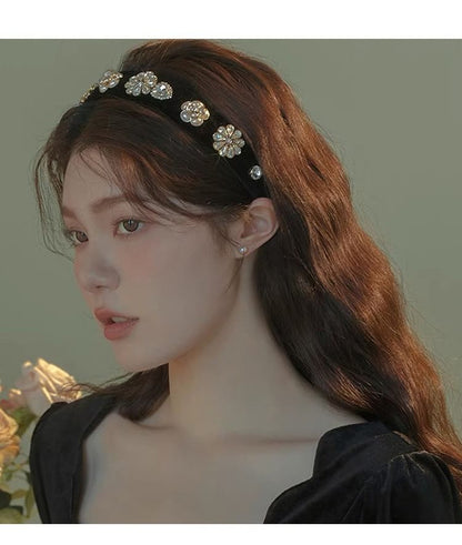 Flower Gemstones Rhinestone Hair Band