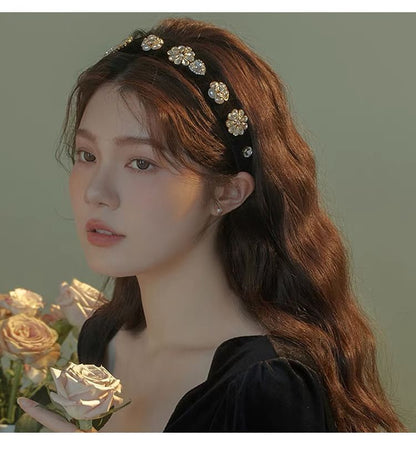 Flower Gemstones Rhinestone Hair Band