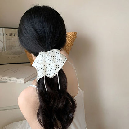 Dotted Ribbon Lace Trim Hair Band