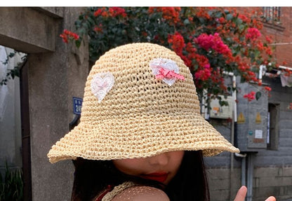 Heart Applique Straw Hat