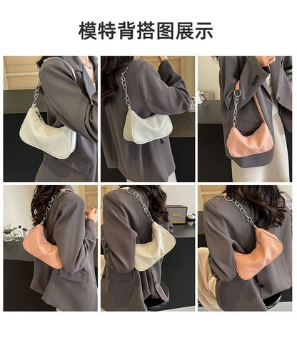 Chain Strap Faux Leather Shoulder Bag