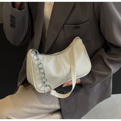 Chain Strap Faux Leather Shoulder Bag