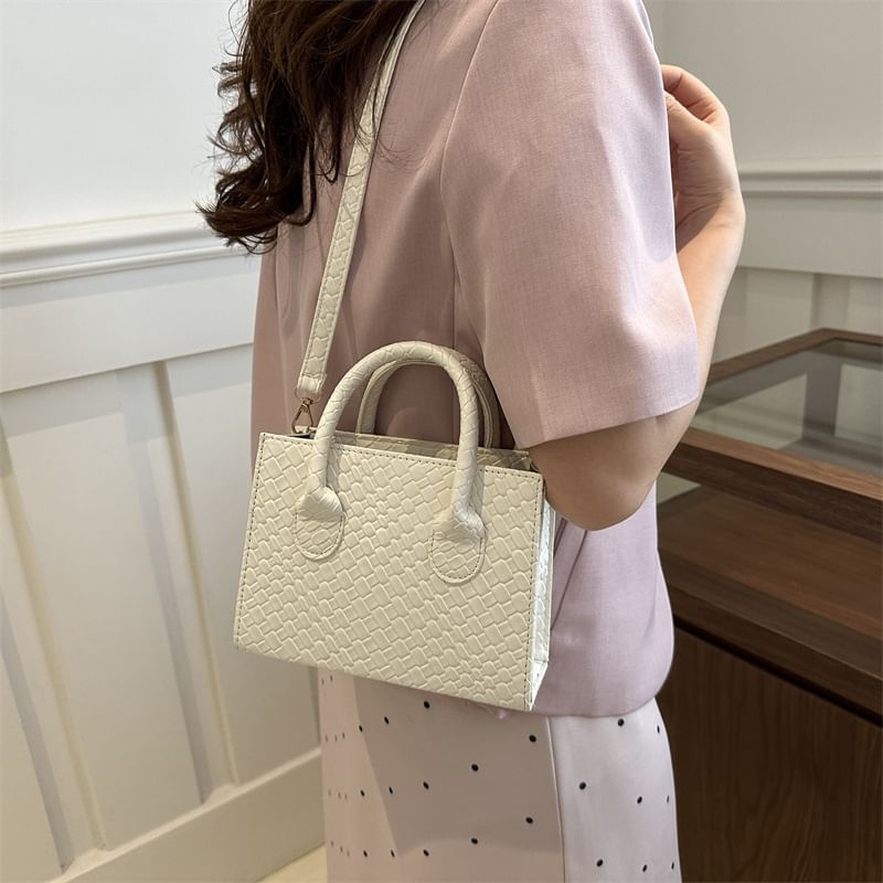 Top Handle Faux Leather Crossbody Bag