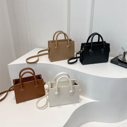 Top Handle Faux Leather Crossbody Bag