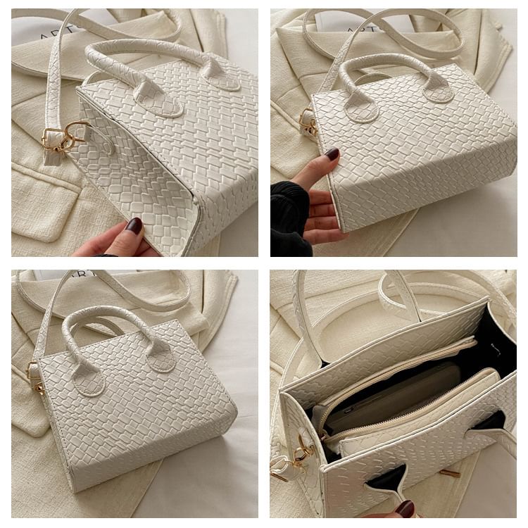 Top Handle Faux Leather Crossbody Bag