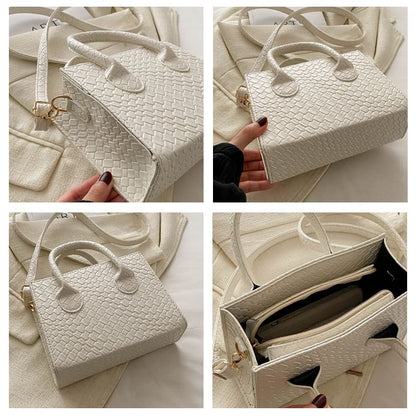 Top Handle Faux Leather Crossbody Bag