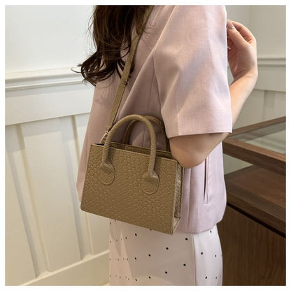 Top Handle Faux Leather Crossbody Bag