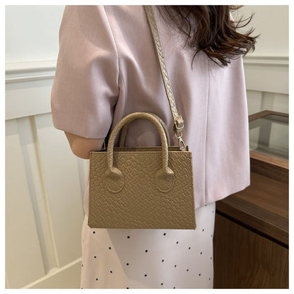 Top Handle Faux Leather Crossbody Bag