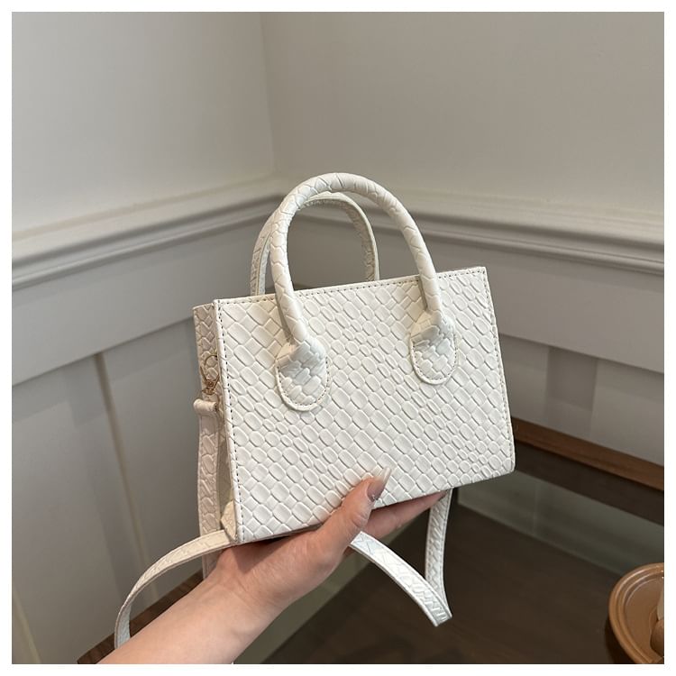 Top Handle Faux Leather Crossbody Bag