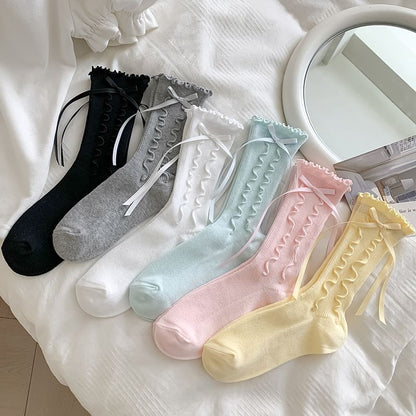 Bow Ruffle Trim Socks
