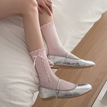 Bow Ruffle Trim Socks
