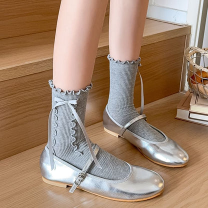 Bow Ruffle Trim Socks