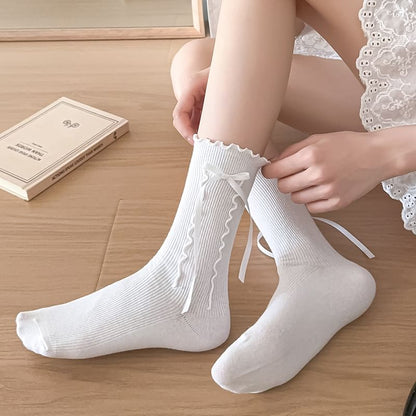 Bow Ruffle Trim Socks
