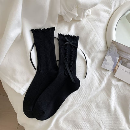 Bow Ruffle Trim Socks