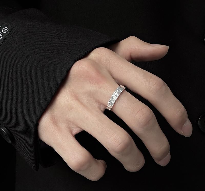Couple Matching Textured Sterling Silver Ring / Set