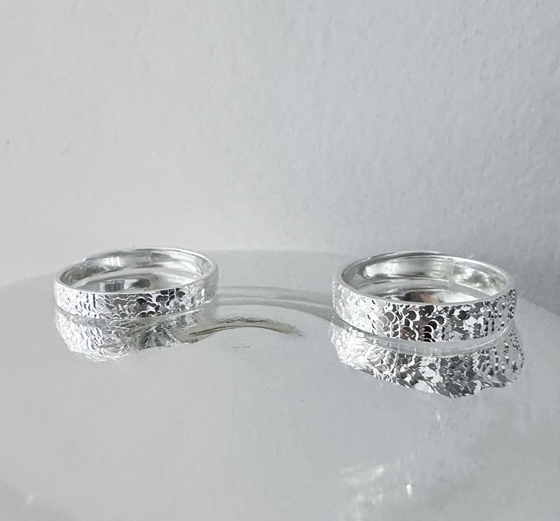 Couple Matching Textured Sterling Silver Ring / Set