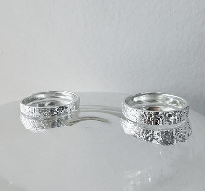 Couple Matching Textured Sterling Silver Ring / Set