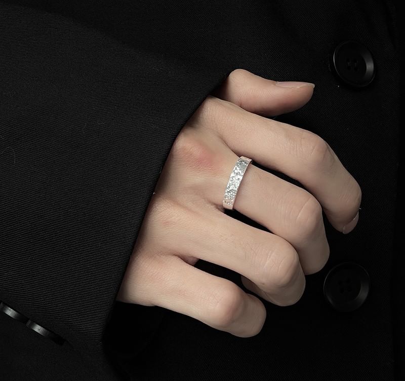 Couple Matching Textured Sterling Silver Ring / Set