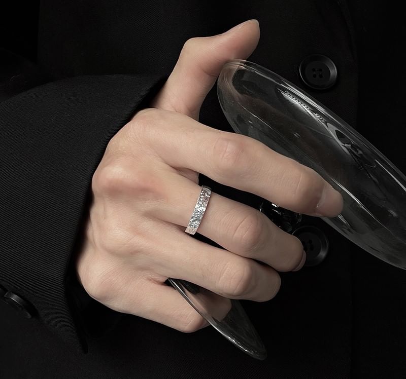 Couple Matching Textured Sterling Silver Ring / Set