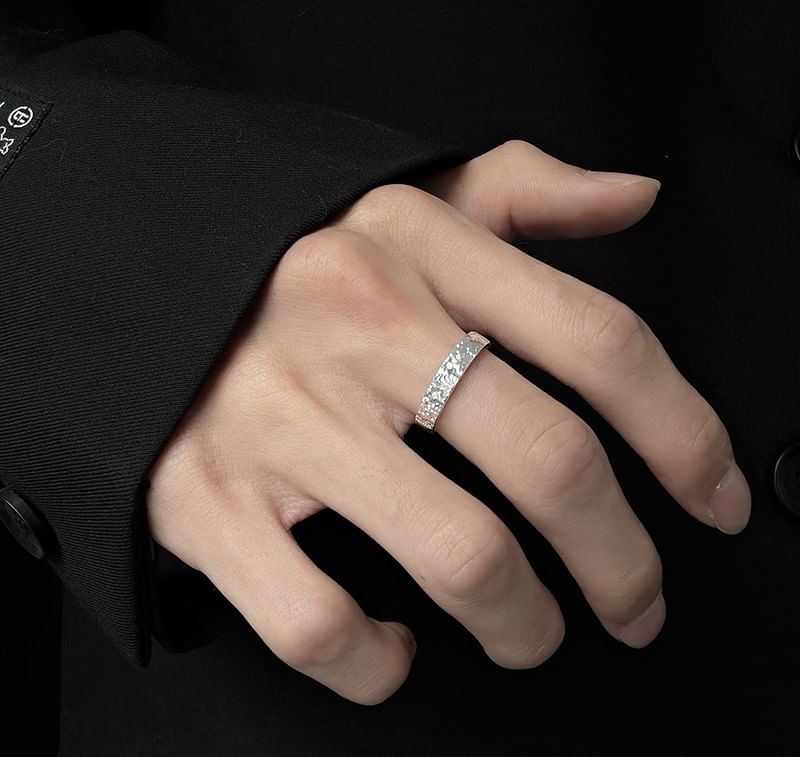 Couple Matching Textured Sterling Silver Ring / Set