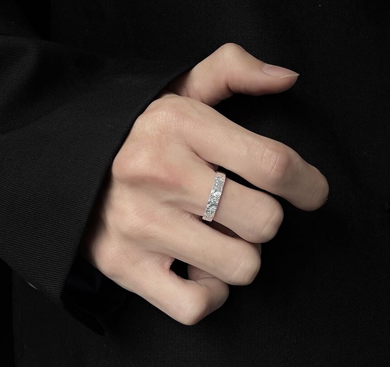 Couple Matching Textured Sterling Silver Ring / Set