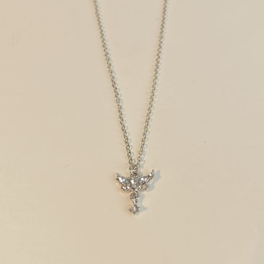 Wing Rhinestone Pendant Necklace