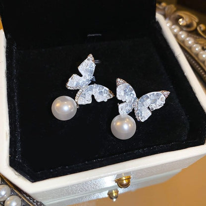 Faux Pearl / Butterfly / Floral Faux Crystal Alloy Stud Earring (Various Designs)