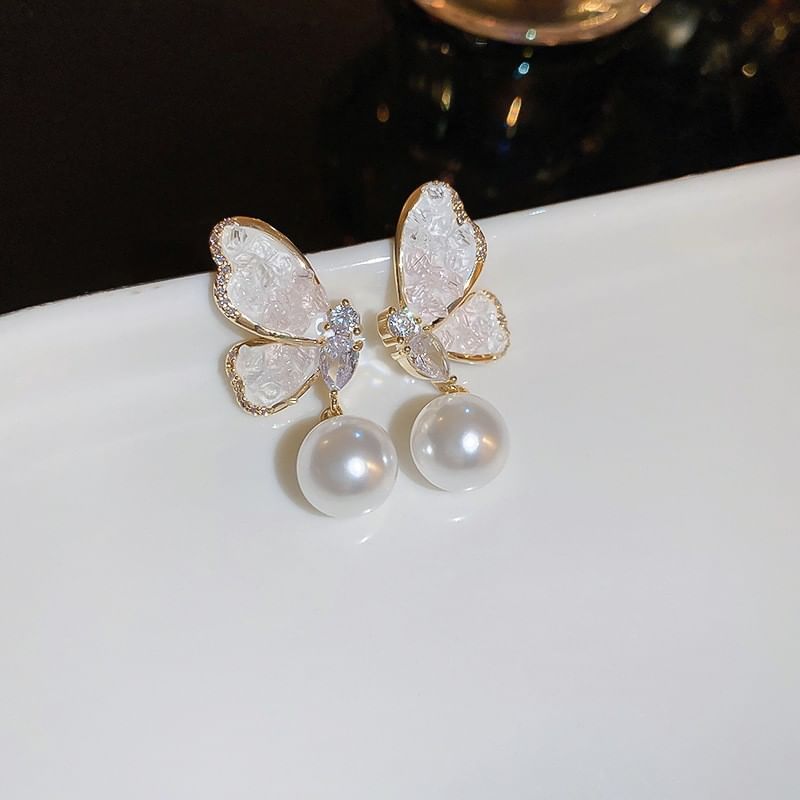 Faux Pearl / Butterfly / Floral Faux Crystal Alloy Stud Earring (Various Designs)