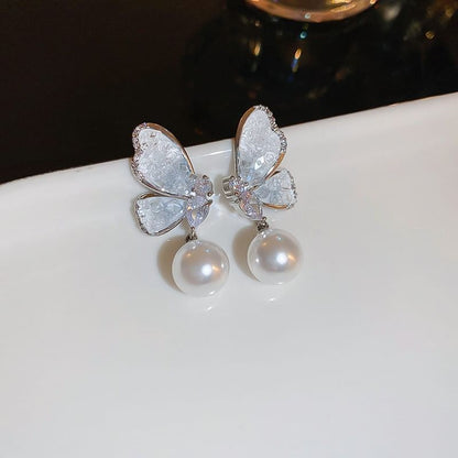 Faux Pearl / Butterfly / Floral Faux Crystal Alloy Stud Earring (Various Designs)